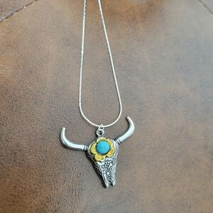 Cow skull layering necklace